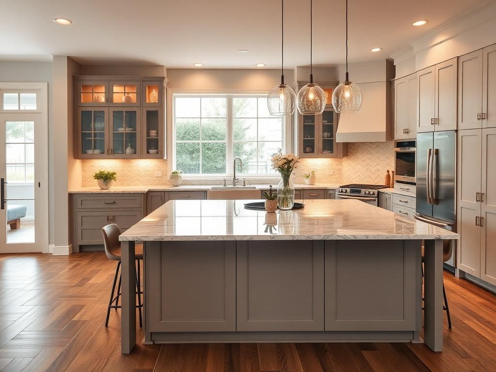 A beautifully remodeled kitchen showcasing modern design elements, with an